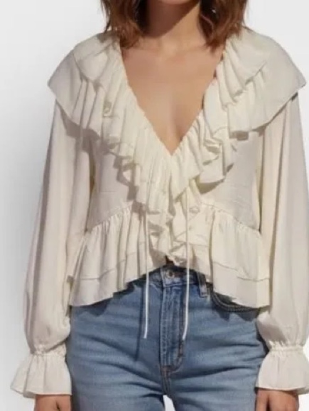Torn by Ronny Kobo Soraya Ruffle Blouse off white NWOT size large romantic fairy